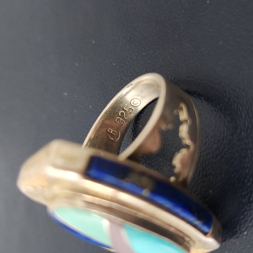 Carolyn Pollack Silver Ring with Blue and Multicolor Inlay - Picture 3 of 5